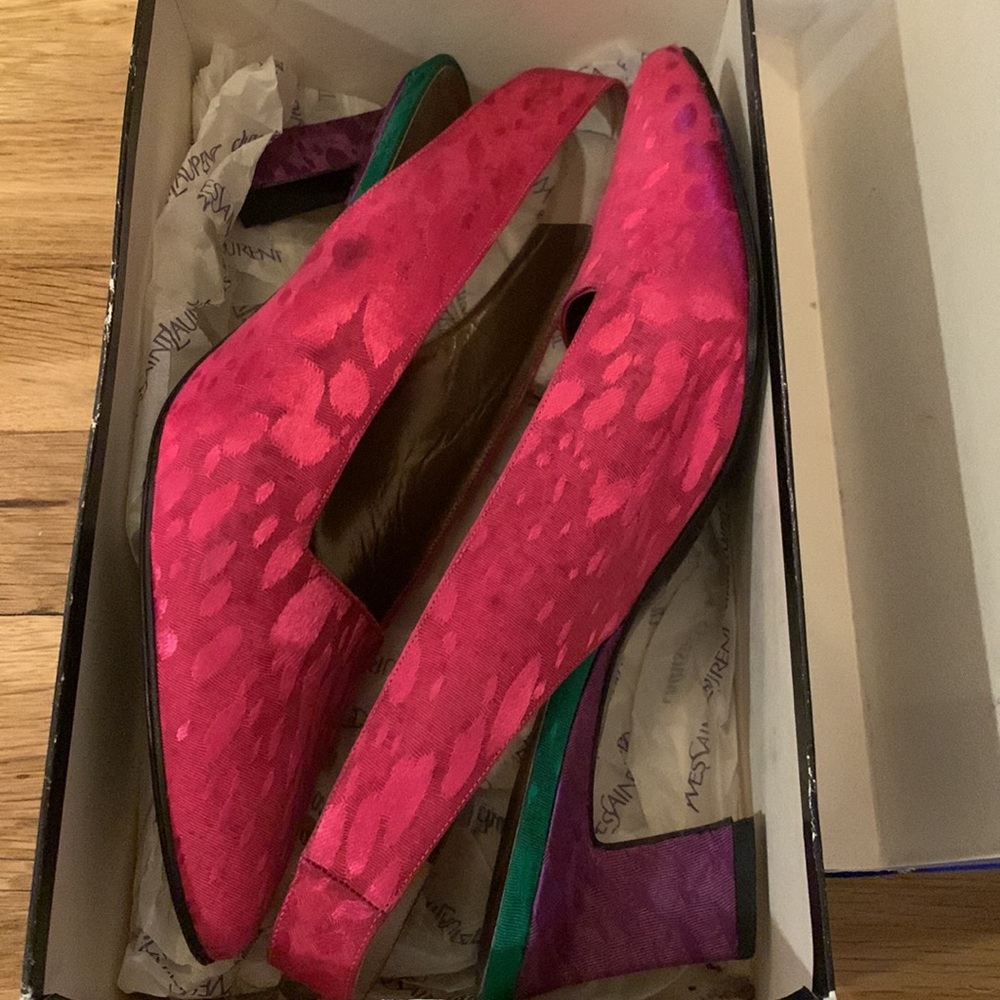 YSL Thierry Fuxia Damask slingback shoe - Picture 7 of 8